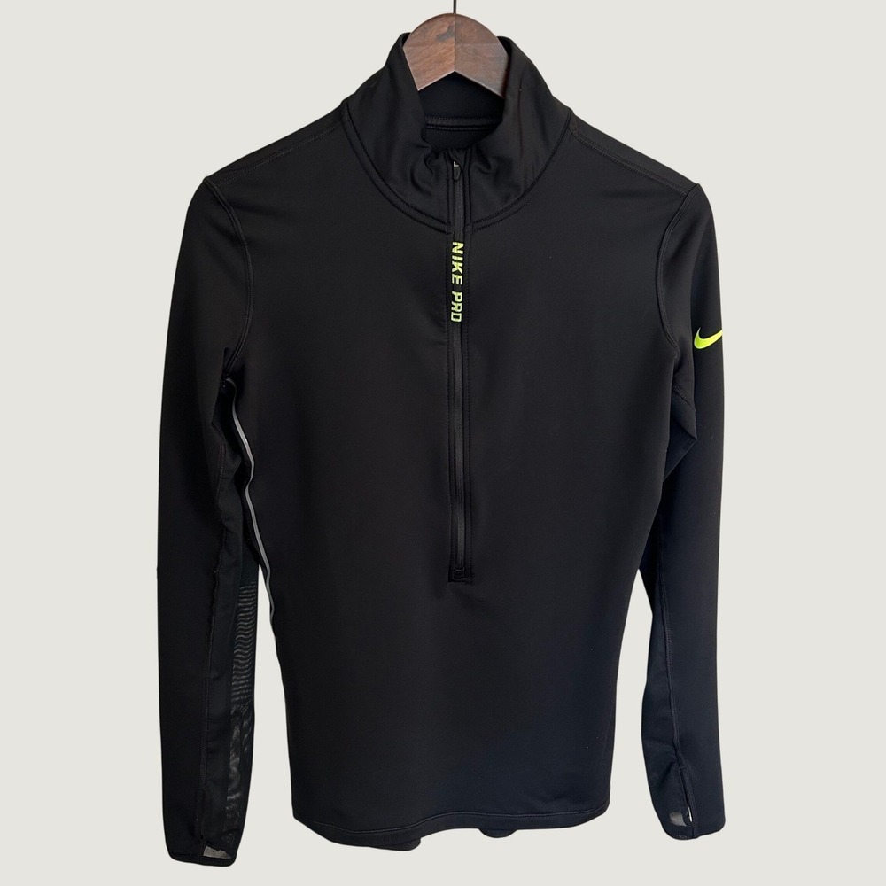 Nike Pro Dri-FIT Womens Half Zip Long Sleeve Training Top Black L 685969-010
